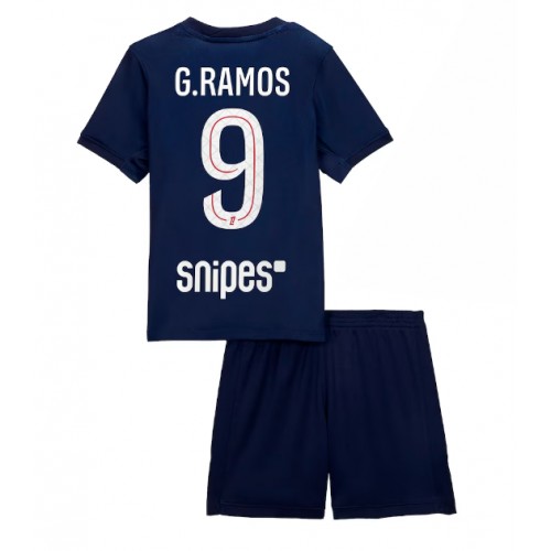 Paris Saint-Germain Goncalo Ramos #9 Prima Maglia Bambino 2025-26 Manica Corta (+ Pantaloni corti)